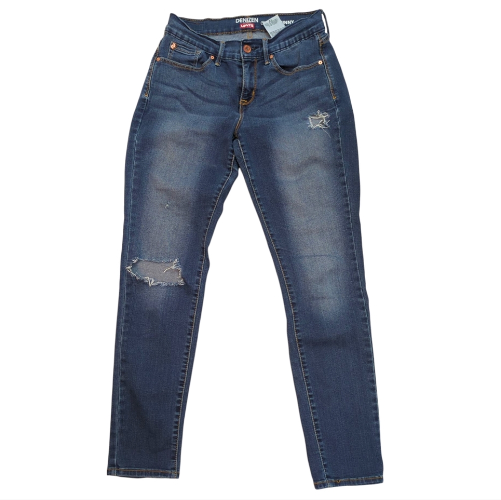 Denizen Curvy Skinny Distressed Jeans, Levi's Denim, 4, 27 28 Low Mid Rise Denim